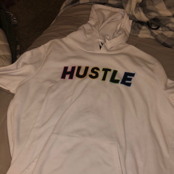 Rue21 Jackets & Blazers - rainbow lettering on white sweatshirt “HUSTLE” Rue21 Jackets & Blazers - rainbow lettering on white sweatshirt “HUSTLE”